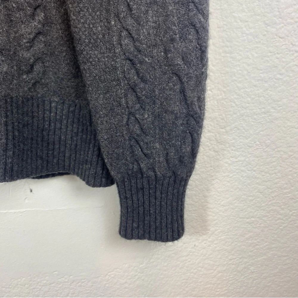 J. Crew Women’s Large Gray‎ Cable Knit Wool Alpaca Blend 1/2 Zip Pullover